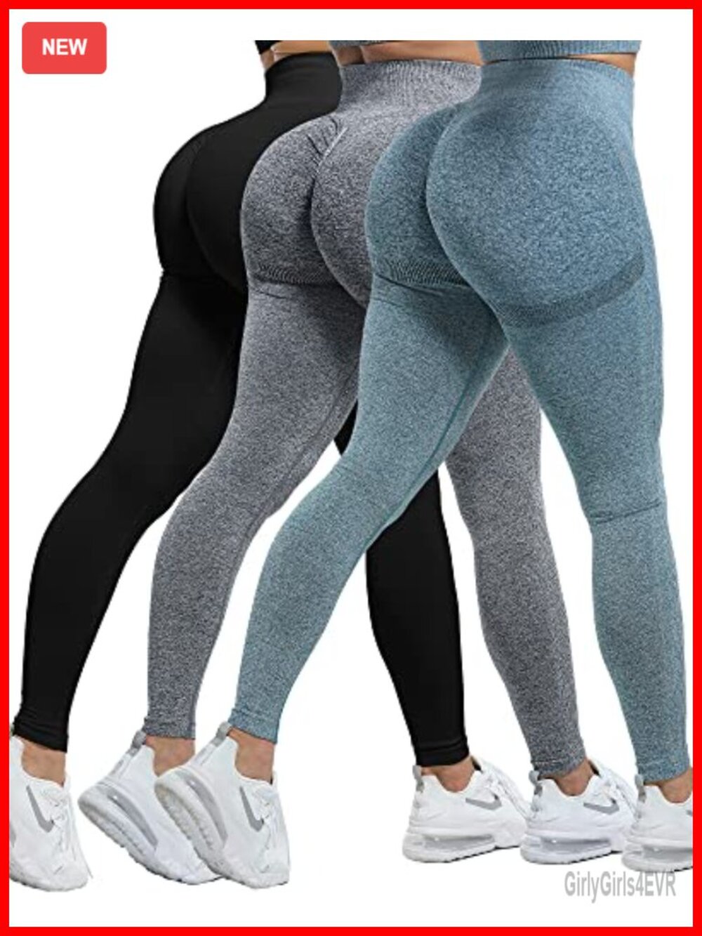 Seamless High Waisted Compression Leggings Set 3 Piece Scrunch Butt